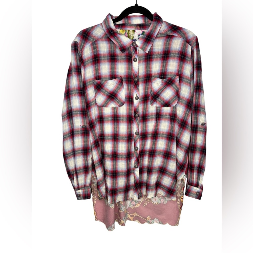 Aratta Silent Journey Mixed Fabric Embroidered Embellished Tunic Top Large - Picture 2 of 11